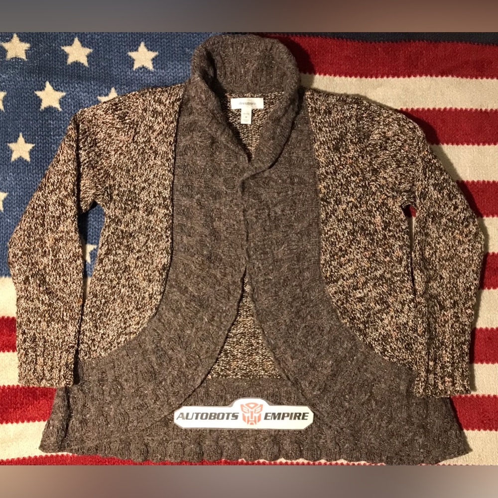 NWOT Vintage Womens DRESS BARN SHAWL Knit Sweater Petite M Brown lauren kors rl
